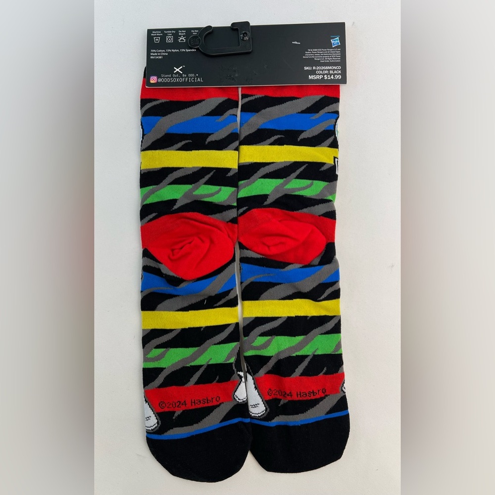 ODD SOX x Hasbro Power Rangers Socks - Size: 6-13 >  NEW - Picture 2 of 5